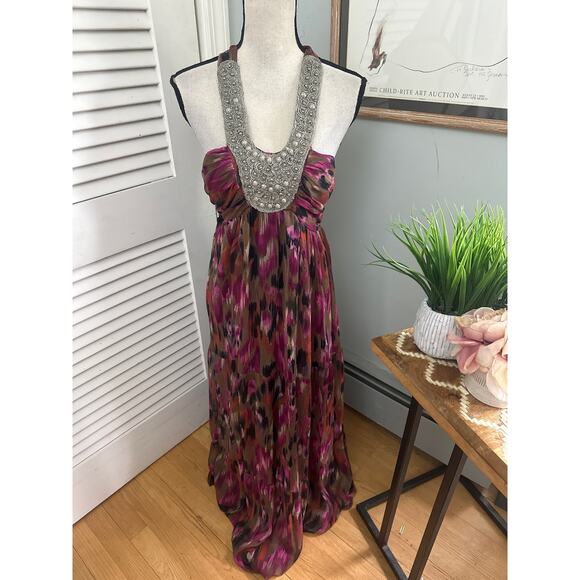 JULIES CLOSET Womens Dress Purple Maxi Embellished Neckline Retro Y2k Fairy | S - Picture 1 of 12